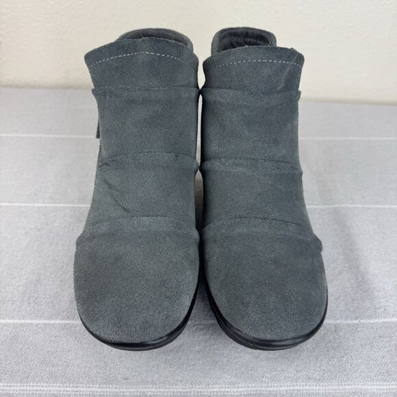 Skechers Parallel Triple Threat Suede Wedge Booties Ankle Boot Charcoal Gray 7 - Picture 9 of 15